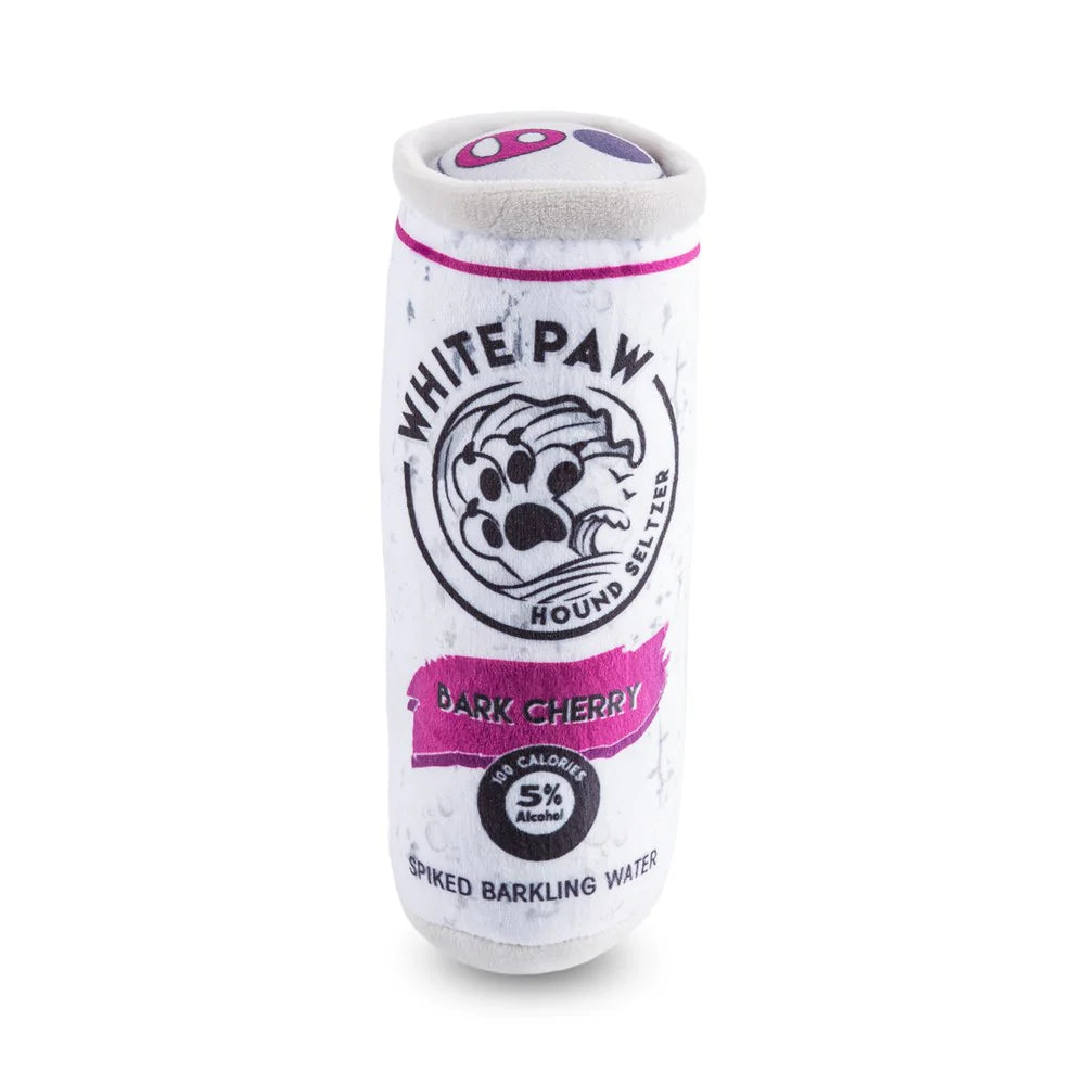 White Paw Bark Cherry Hound Seltzer Plush Toy