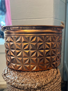 Oval Copper Container with Rope Handles