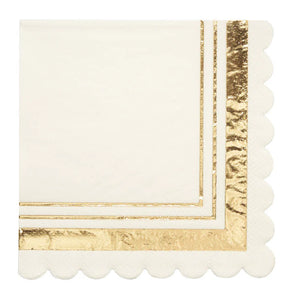 Cocktail Napkin White & Gold