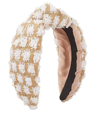 Floral Pattern Straw Knotted Headband