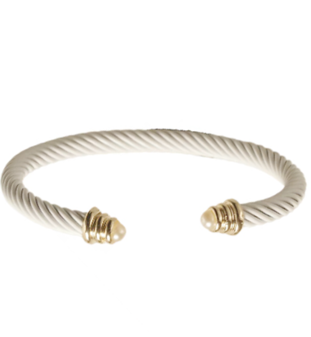 Pearl Tip Cable Cuff Bracelet