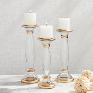 Glass Candlestick with Gold Detail