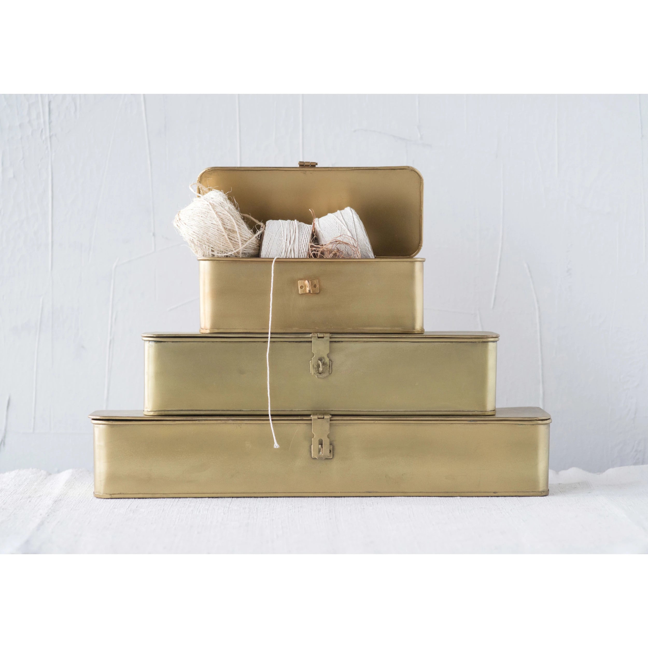 Decorative Metal Boxes with Gold Finish