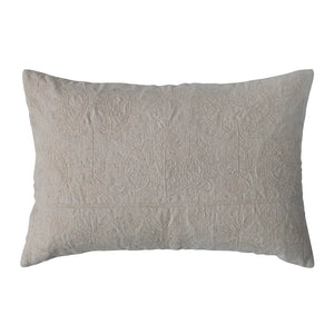 Lumbar Pillow with Embroidered Paisley Pattern