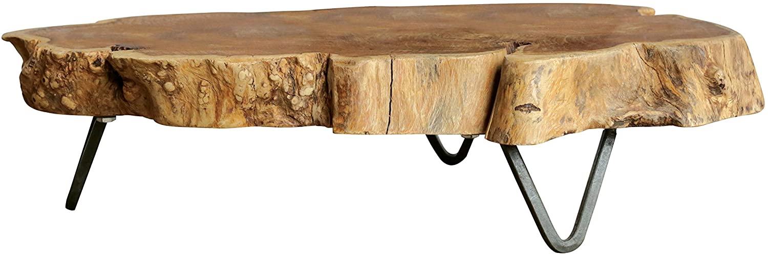 Wood Slab Pedestal with Metal Legs