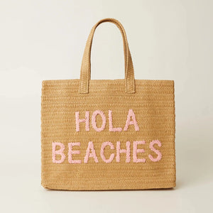 Straw Tote with Saying