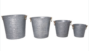Round Galvanized Bucket with Metal Handles