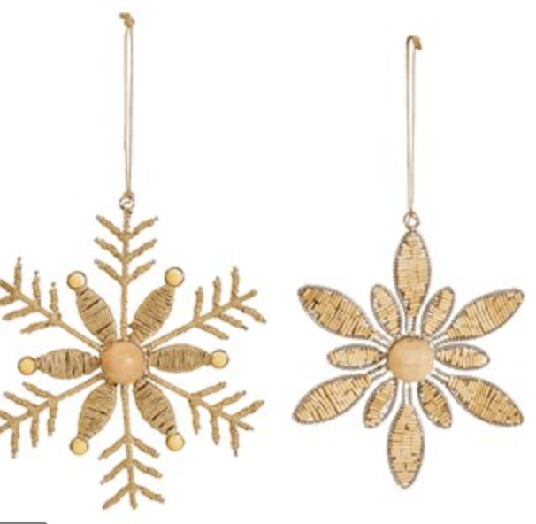Jute and Wood Bead Snowflake Ornament