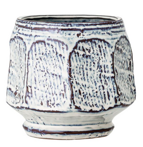 Blue and White Stoneware Pot