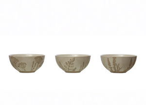Stoneware Bowl with Botanical Image