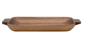 Hand-Carved Acacia Wood Tray with Handles