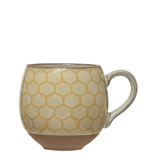 Stoneware Mug with Pattern & Bee Image