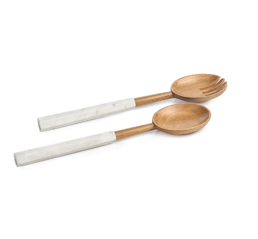 Wooden Salad Server with Marble Handle