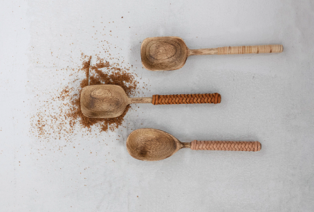 Mango Wood Spoons with Wrapped Handles