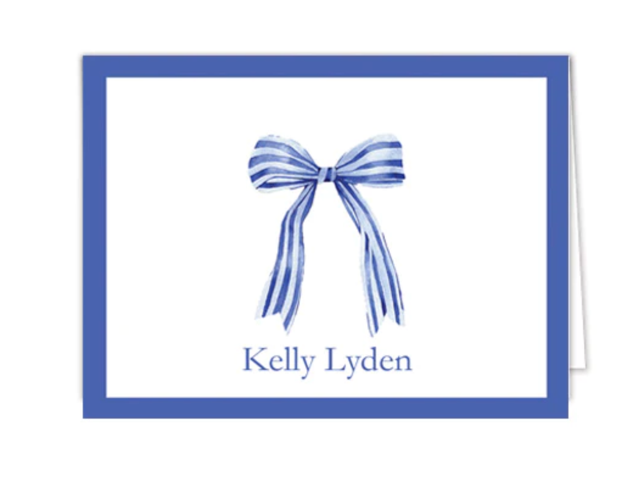 Striped Blue Bow Folded Notecards