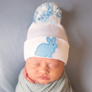 ILYBEAN Nursery Beanie - Blue Bunny Mixed Pom