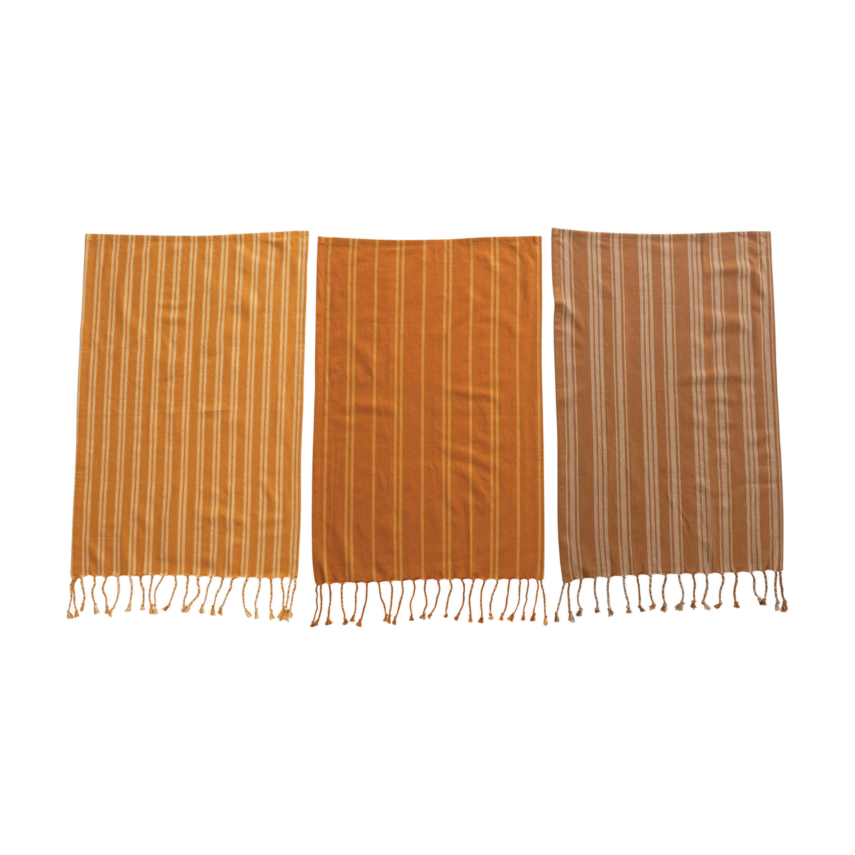 Stripe Cotton Tea Towel with Fringe