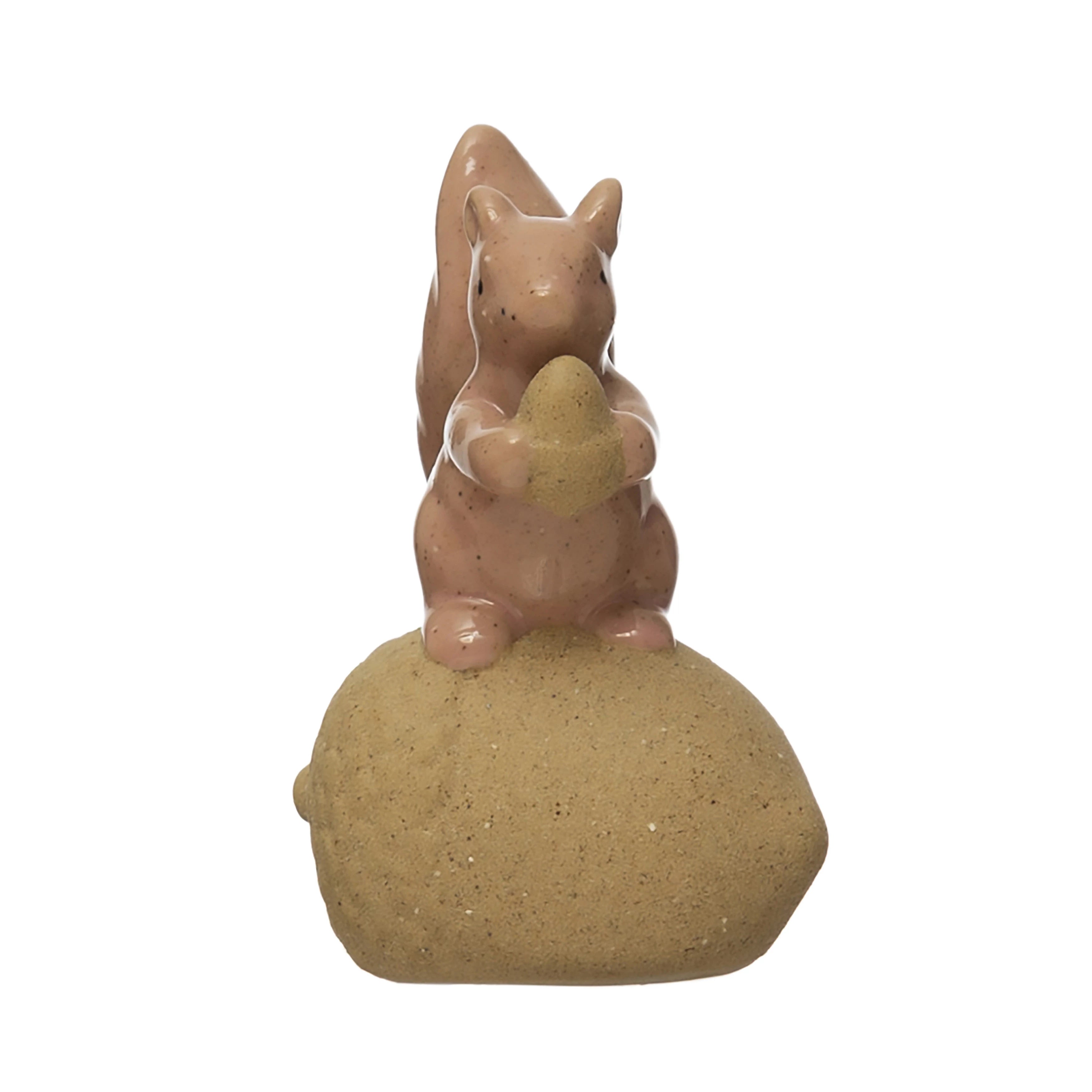 Stoneware Squirrel with Textured Acorn
