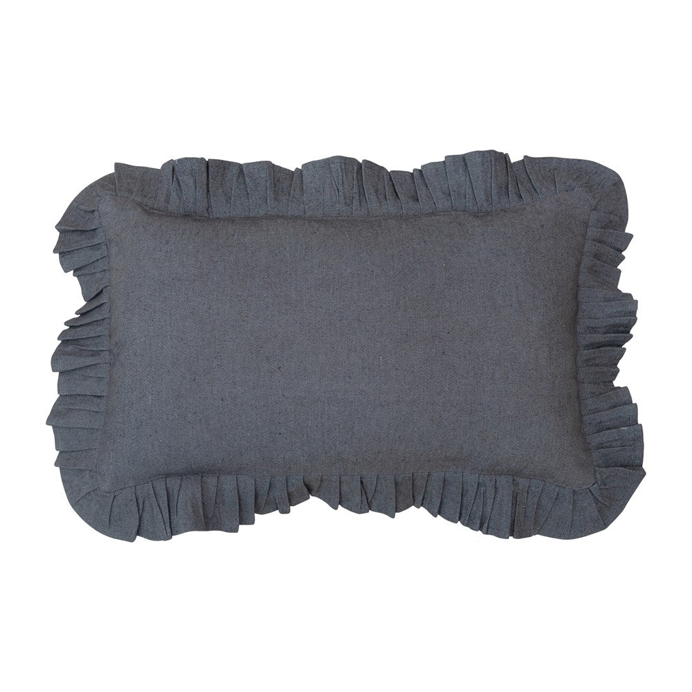 Charcoal Color Lumbar Pillow with Ruffle Trim