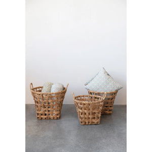 Woven Water Hyacinth Baskets with Handles