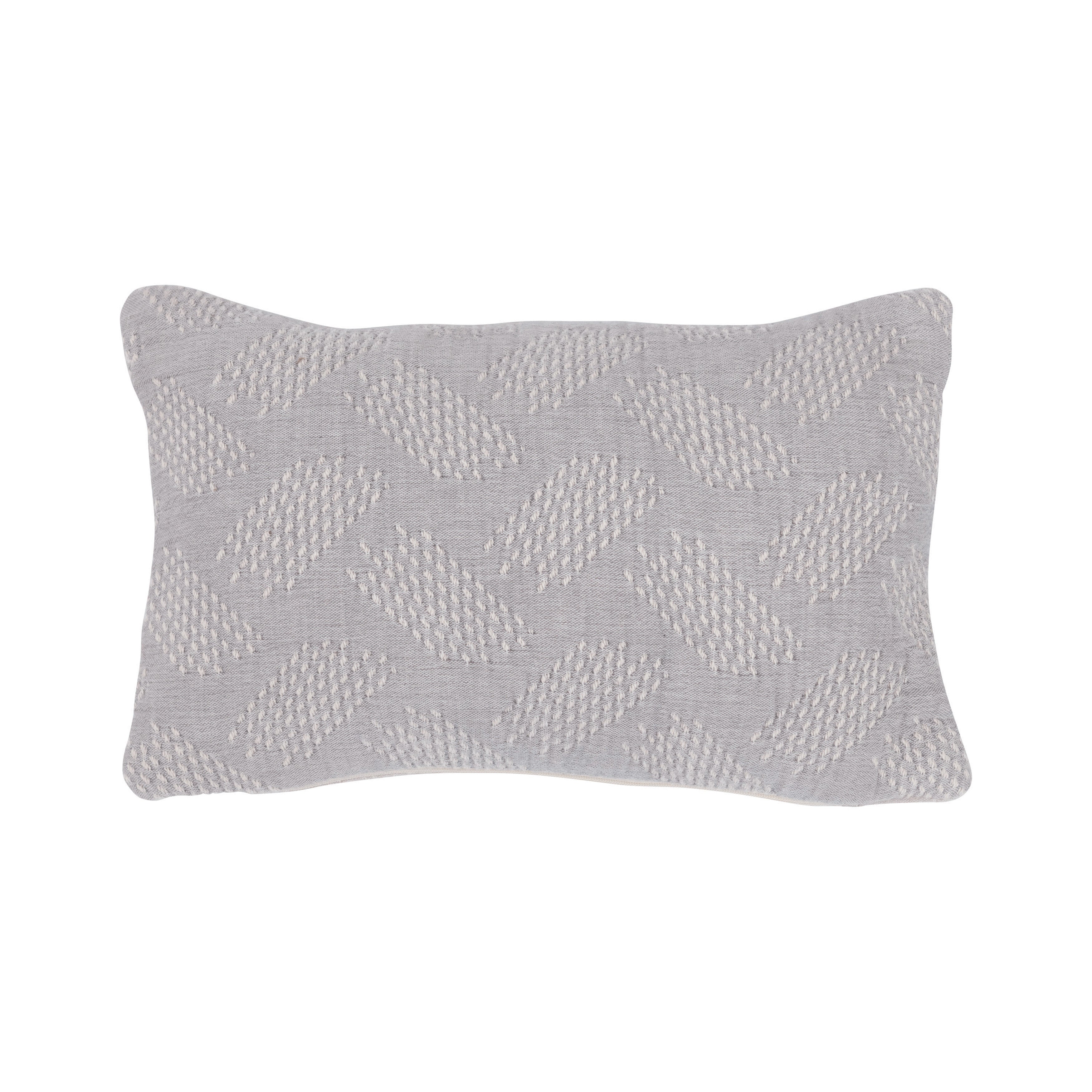Grey and Cream Jacquard Lumbar Pillow