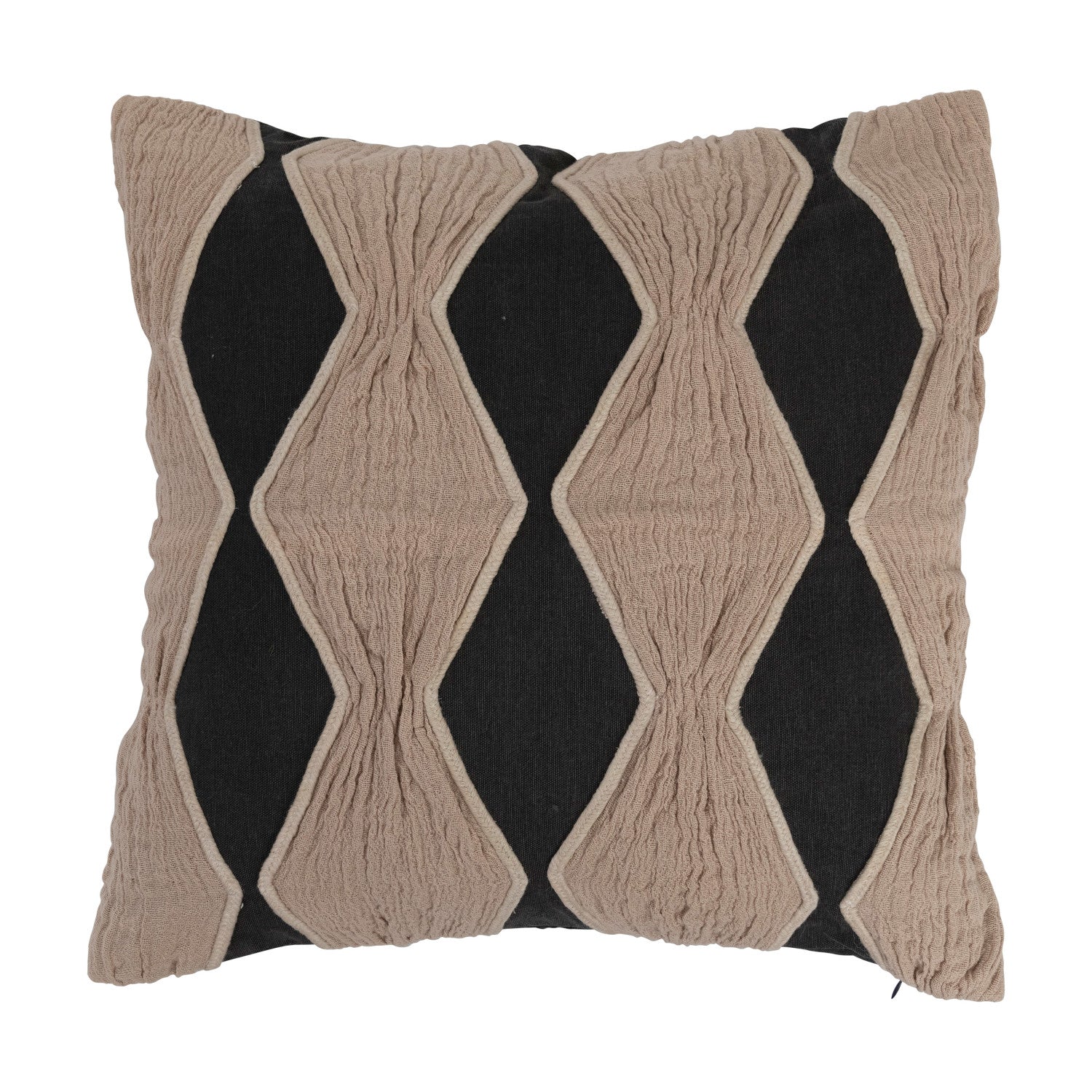 Applique & Diamond Pattern Square Pillow