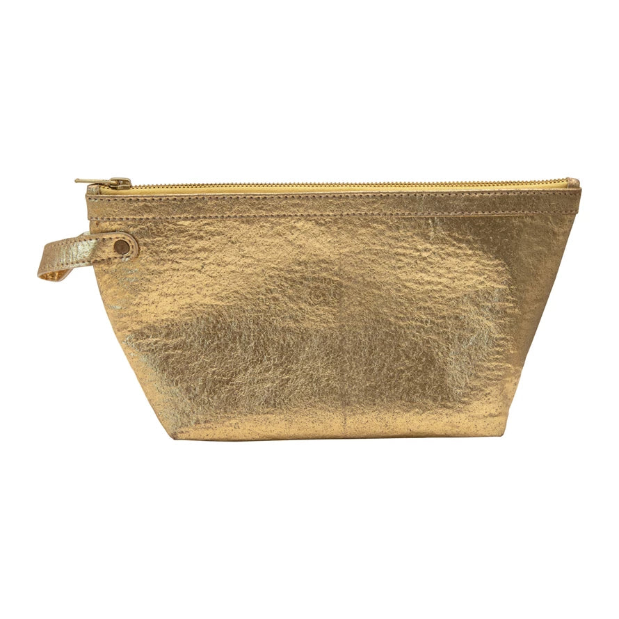 Gold Nylon Pouch with Zipper