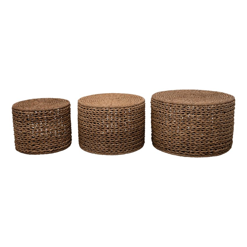 Woven Water Hyacinth Nesting Tables