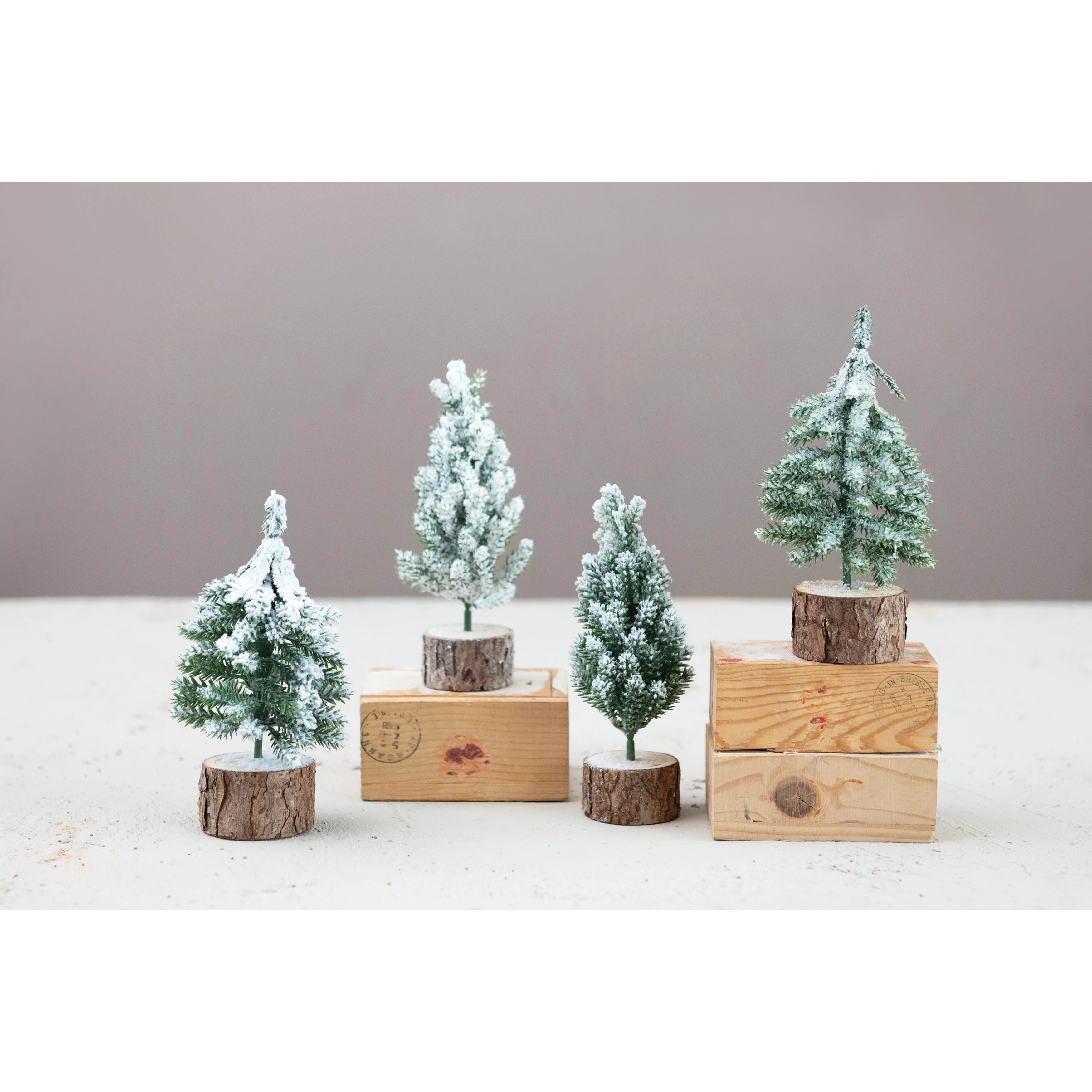 Faux Pine Tree with Wood Slice Base